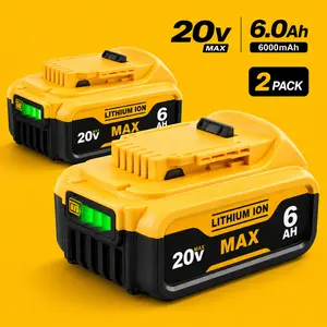 20V 6.0Ah High-Capacity Replacement Battery for DeWalt 20V MAX Cordless Tools, Compatible with DCB206, DCB204, DCB203 (1/2 Pack) durable construction