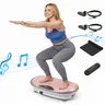 Merach 4D Vibration Plate 440LBS Capacity with Triple Motors Lymphatic Drainage & Exercise Machine with Mat, Remote, and Resistance Bands BackToSchool Home Gym Equipment