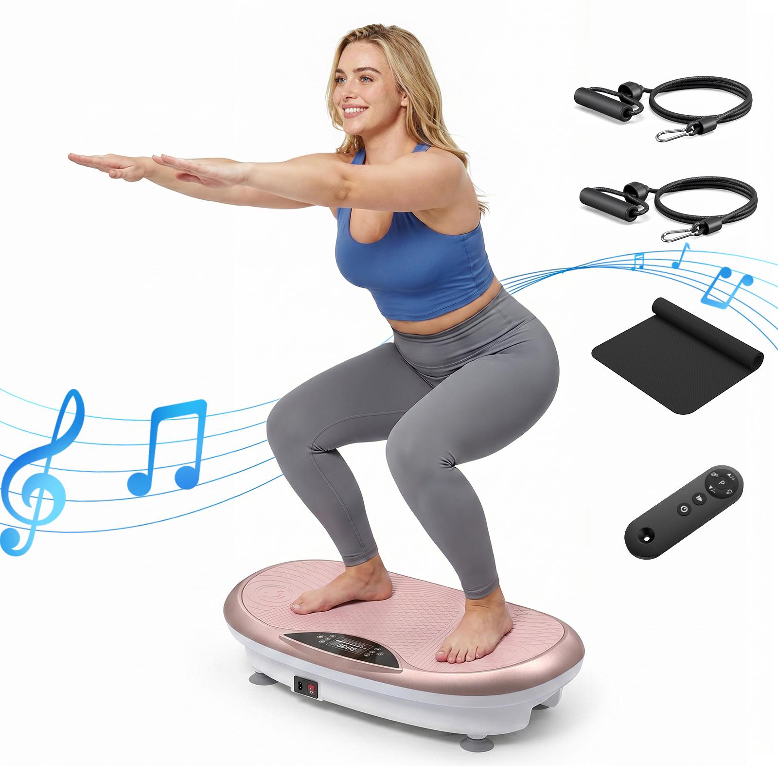 Merach 4D Vibration Plate 440LBS Capacity with Triple Motors Lymphatic Drainage & Exercise Machine with Mat, Remote, and Resistance Bands Summervibes Home Gym Equipment