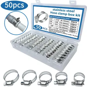 Stainless Steel Hose Clamp Kit, Hose Clamp Boxed Set, Suitable for Fastening Purposes Such As Fixing Automotive Pipeline Hoses, Fuel Pipes, and Heavy Duty Hose