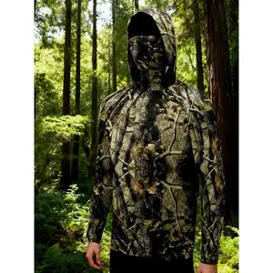 Fishing casual sports hooded mask neck surfing shirt sailing summer men's long sleeved hunting suit performance fishing gear beach top running climbing uniform fishingRAIMENTRY