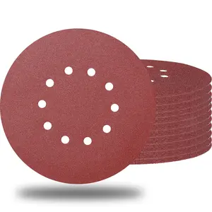 10 Pack 9-Inch 10 Hole 180 Grit Drywall Sandpaper -9"  Oxide Hook-and-Loop Sanding Disc for  Drywall Sander  Furniture Finishing