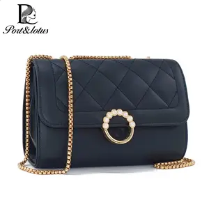 Port&Lotus Versatile Diamond Pattern Chain Small Square Bag for Women, Simple Fashionable Commuting Handbag, Suitable for Single Shoulder or Crossbody Carry