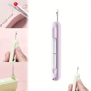 1pc Multifunctional 2-in-1 Hand Sewing Needle Threader and Seam Ripper, Easy Threading and Stitch Removal Tool for Seniors, Durable Handheld Sewing Accessory - Beige/Green/Purple