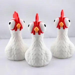 Funny Farmhouse Kitchen Decor & Office Desk Accessory – 3D Printed White Rooster Statue for Tiered Trays & Shelves – Cute Novelty Barnyard Gift