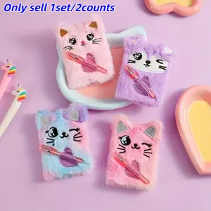Cute Plush Cat Rabbit Mini Notebook Set, Rabbit Design, Includes Pen, Portable Pocket Diary, Student Gift, Office Journal, Holiday Present, Aesthetic Notebook