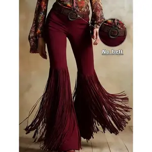 Fashion Vintage Western Flare Fringe Pants (Belt Not Included)