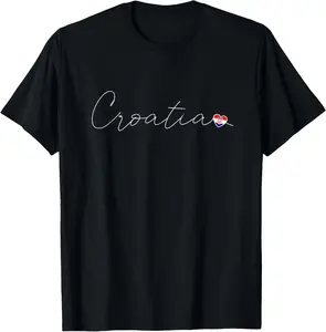 100%cotton Hrvatska Simple Love Croatian Flag Heart on Croatia T-Shirt Menswear Top
