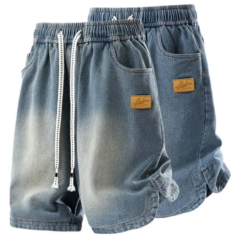 Men's Street-Style Polyester Shorts with Starry Sky Gradient Wash, Mid-Knee Straight-Cut Bottoms with an Elastic Drawstring Waist, Fabric, Casual, Galaxy, Breathable, Elastic Waist, H Type, Washed Gradient Finish, Knee Length