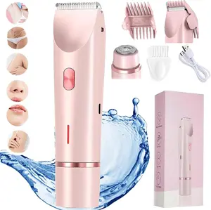 2 in 1 Bikini Trimmer for Women - Painless Electric Razors for Silk Skin,Cordless Body Shaver for Trip,Lady Facial Razor, IPX7 Waterproof&Easy Cleaning, Ceramic Blade