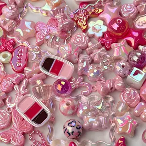 100g UV Coated Acrylic Irregular Beads, Shiny Colorful Decorative Beads, Fashion Cute Elegant Style, DIY Phone Chain Keychain Bag Charm Jewelry Accessories Gift