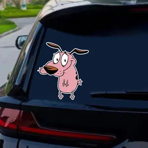 1PC Daily Retro Cute Decor Sticker (for car interior/nostalgic-style water bottle/cartoon stationery) Courage the Cowardly Dog logo elements, add fun & goofy retro cartoon daily texture Decor sticker + daily retro cute-style decor goods