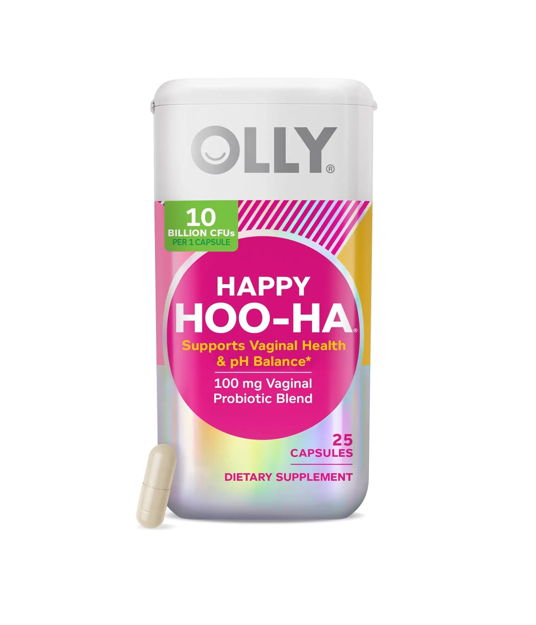 OLLY Happy Hoo-Ha Capsule, Vaginal Probiotics for Women - 25 Count