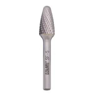 SF-5 Tungsten Carbide Burr Tree Shape Radius End Double Cut Rotary Burr File (1/2” Cutter Dia X 1”Cutter Length) with 1/4'' Shank, by LU&MN Drill Bits Tool Accessories