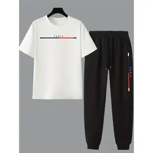 2PCS Short-Sleeve Long-Pants Sports Suit, Paris Fitness Suit