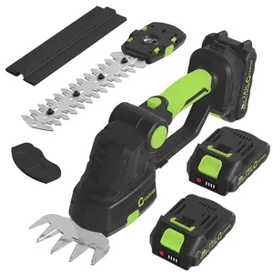 GAOMON Cordless Hedge Trimmer, 2-in-1 Electric Hedge Trimmer, 20V 2.0Ah Grass Shears and Hedges Trimmers, with 2 Battery and Charger, Usage Time Can Last Up to 120 Minutes, for Gardens, Yards and Lawns