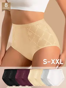 Women's High-Waisted Breathable Panties, Soft & Comfortable Fitted Design, Multiple Colors Available, Sizes S-Xxl, All Season Wear