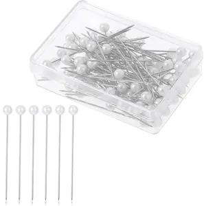 100 count  Pins for Bouquets Sewing Pins for Fabric White Straight  Pins Map Pins Fixed Sewing Marker  for Crafting Maker  DIY Craft Sewing Wedding Flower Decorations (White)