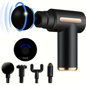 Massage Gun with 4 Massage Heads & 6 Speeds, Small Travel Tool, Massage Gun Deep Tissue, Handheld Portable Massager Tool for Full Body, Ideal Gifts for Men, Women