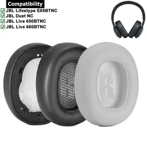Replacement Earpads Ear Cushion Pads For JBL Lifestyle E65BTNC Live 650BTNC Tune 660BTNC Duet NC Noise-Cancelling Headphones Memory Plastic