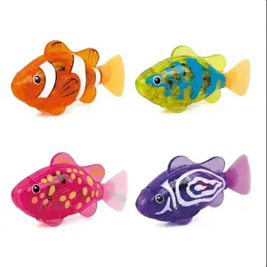 Electronic Pet Fish Bath Toy Set, 4 Pieces LED Activated Swimming Fish, Waterproof Interactive Clownfish Robot, Slow Swing for Kids
