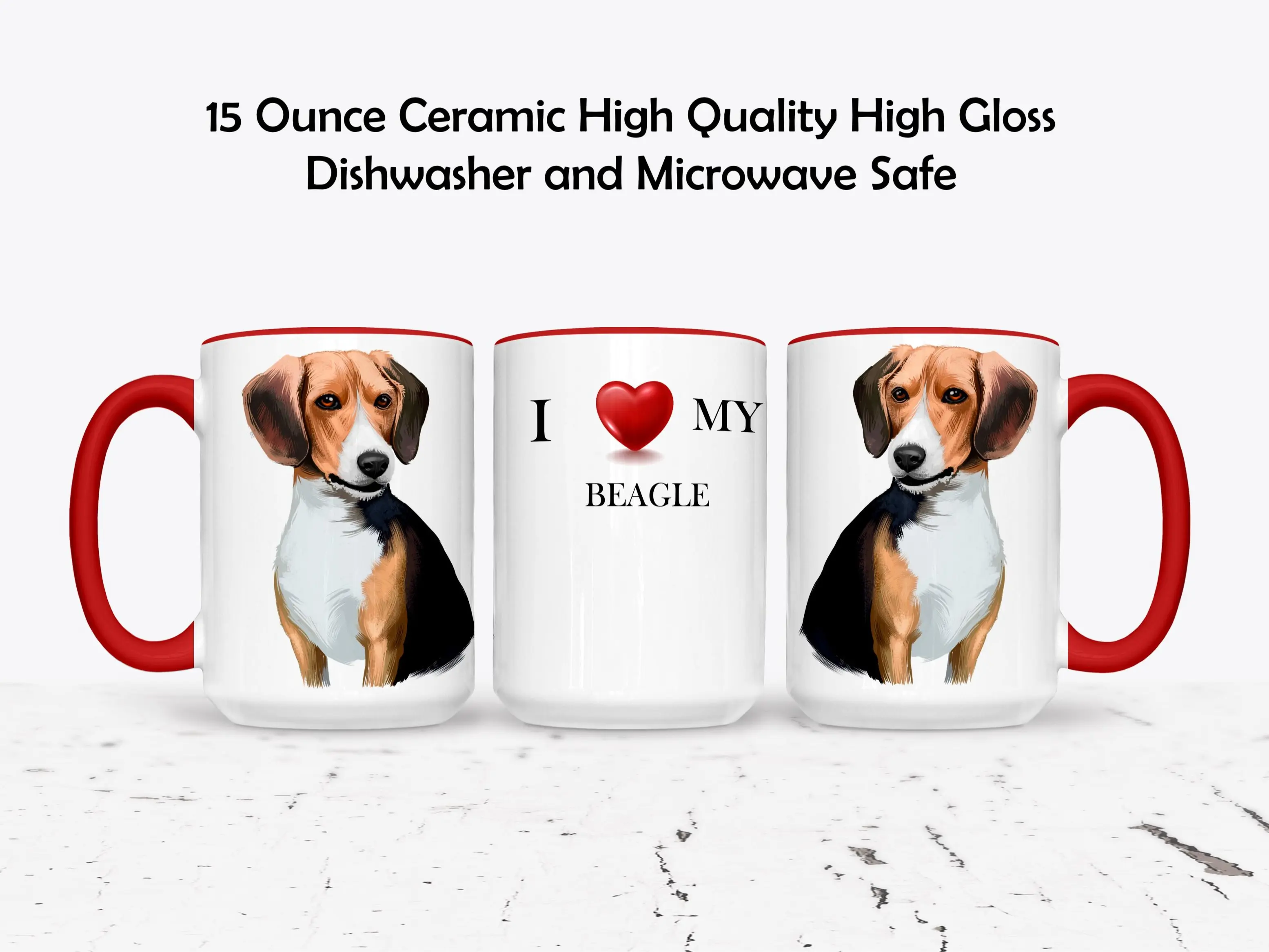 The Brightener Group Personalized Beagle Dog Ceramic Mug - 11/15 oz High-Gloss, Dishwasher-Safe, Microwave-Safe Custom Drinkware with Pet's Name