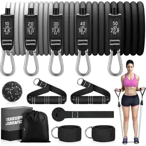 Resistance Bands for Working Out, 150LBS Exercise Bands, Workout Bands, Resistance Bands Set with Handles for Men Women,  Ankle Straps for