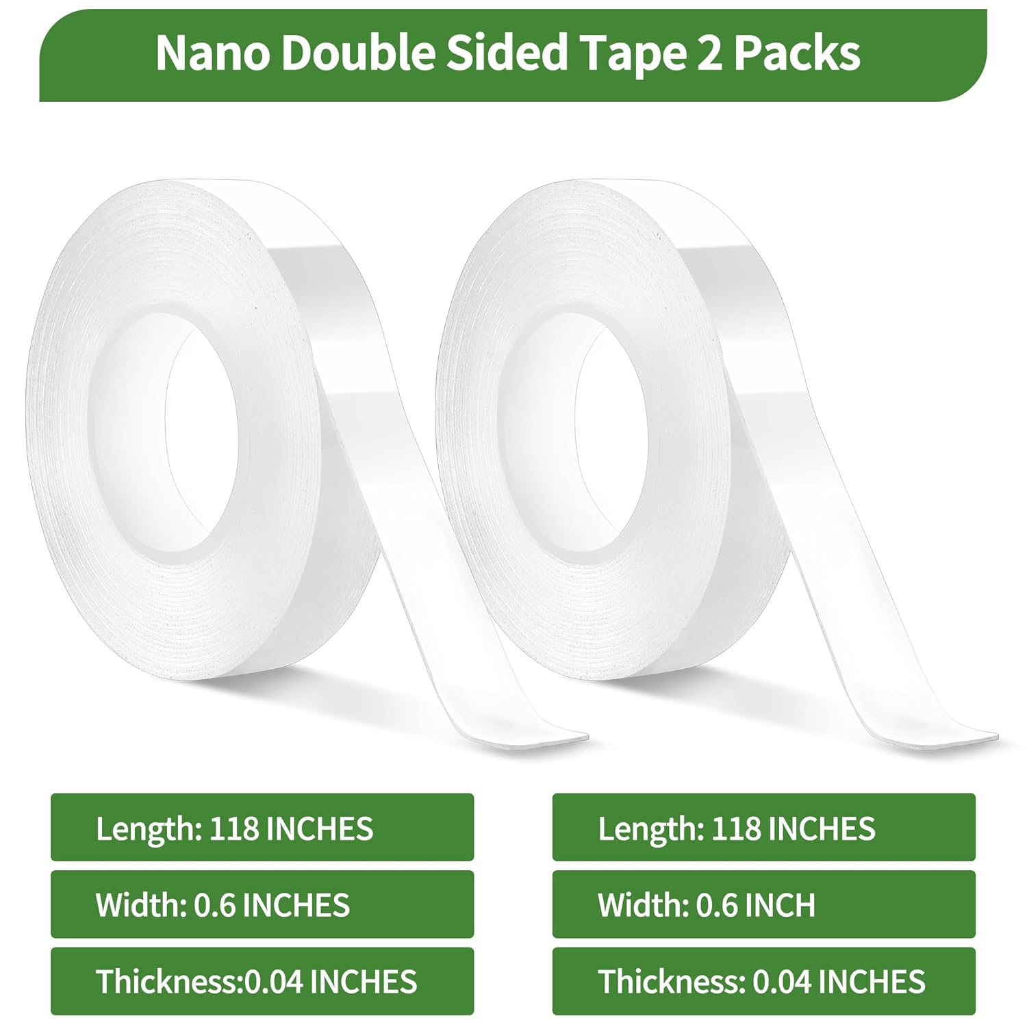 2 Pack Nano Double Sided Tape Duty Mounting Tape Sticky Walls, Double Sided Heavy Duty Rug Tape, Duty Multipurpose Mounting Transparent Tape for Paste Items 2 Pack Nano Double Sided Tape Duty Mounting Tape Sticky Walls, Double Sided Heavy Duty Rug Tape, Duty Multipurpose Mounting Transparent Tape for Paste Items