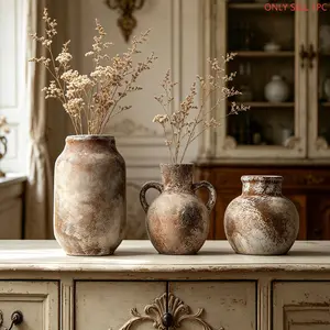 Vintage Creative Ceramic Flower Pot Decorative Vase, Home House Living Room Dining Table Desktop Decoration Ornament, Floral Arrangement Holder, Vintage Vases