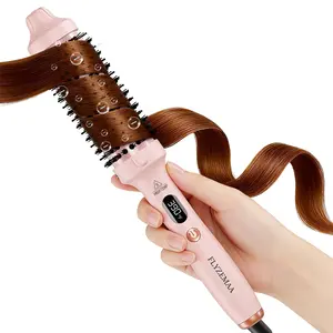 Thermal Brush, 1 1/2 inch Heated Round Brush with 3 Temperature Settings, Easy to Create Blowout Look, Pouch and Dual Voltage for Travel,Pink,1 Pack Smooth hair curler thermal brush blowout straightening brush