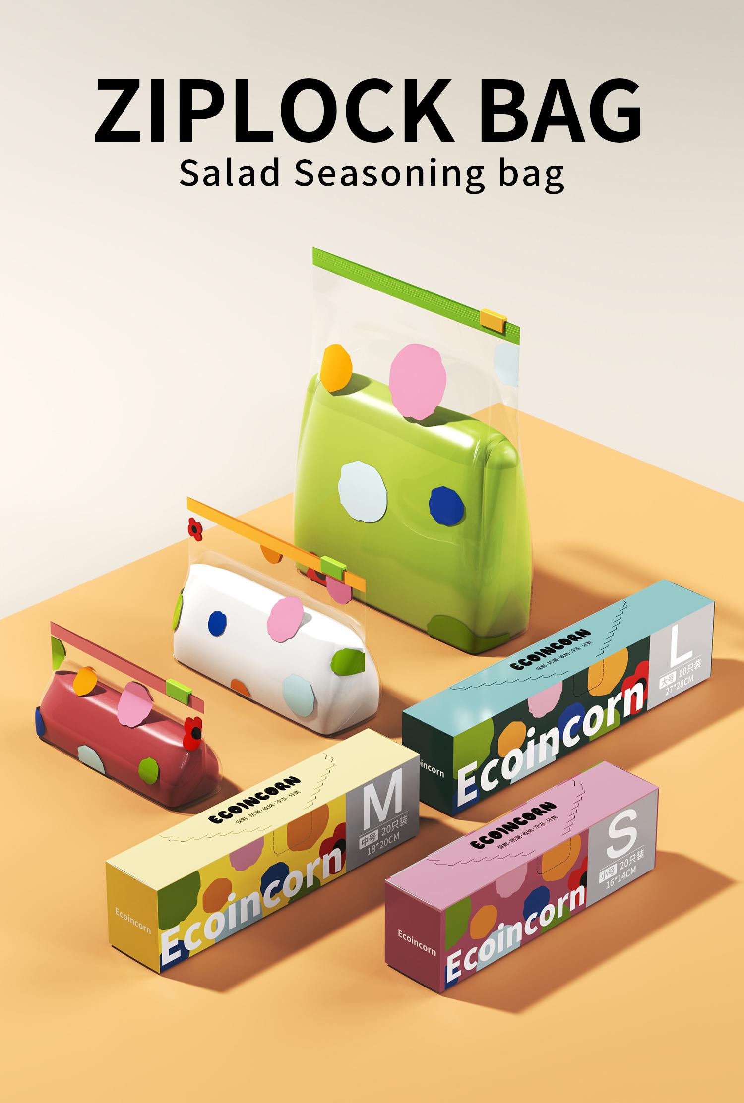 20pcs/Box S/M/L Sizes Freezer Sealable Storage Bags, Refrigerator Portion Bags, Food Packaging, Reusable, Food Cabinet Odor-proof Bags, Sa Dressing Sealed Fresh Bags, Thickened Household Self-sealing Zipper Bags