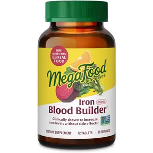Blood Builder Minis - Iron Supplement Clinically Shown to Increase Iron Levels Without Side Effects - Iron with Vitamin C, Vitamin B12 & Folic Acid - Vegan - 72 Tablets (36 Servings)