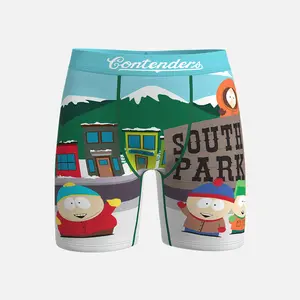 Contenders Men's Soft Stretch Polyester-Spandex Print Boxershorts, South Park "Come On Down" Graphic Art, Menswear Underwear Boxers