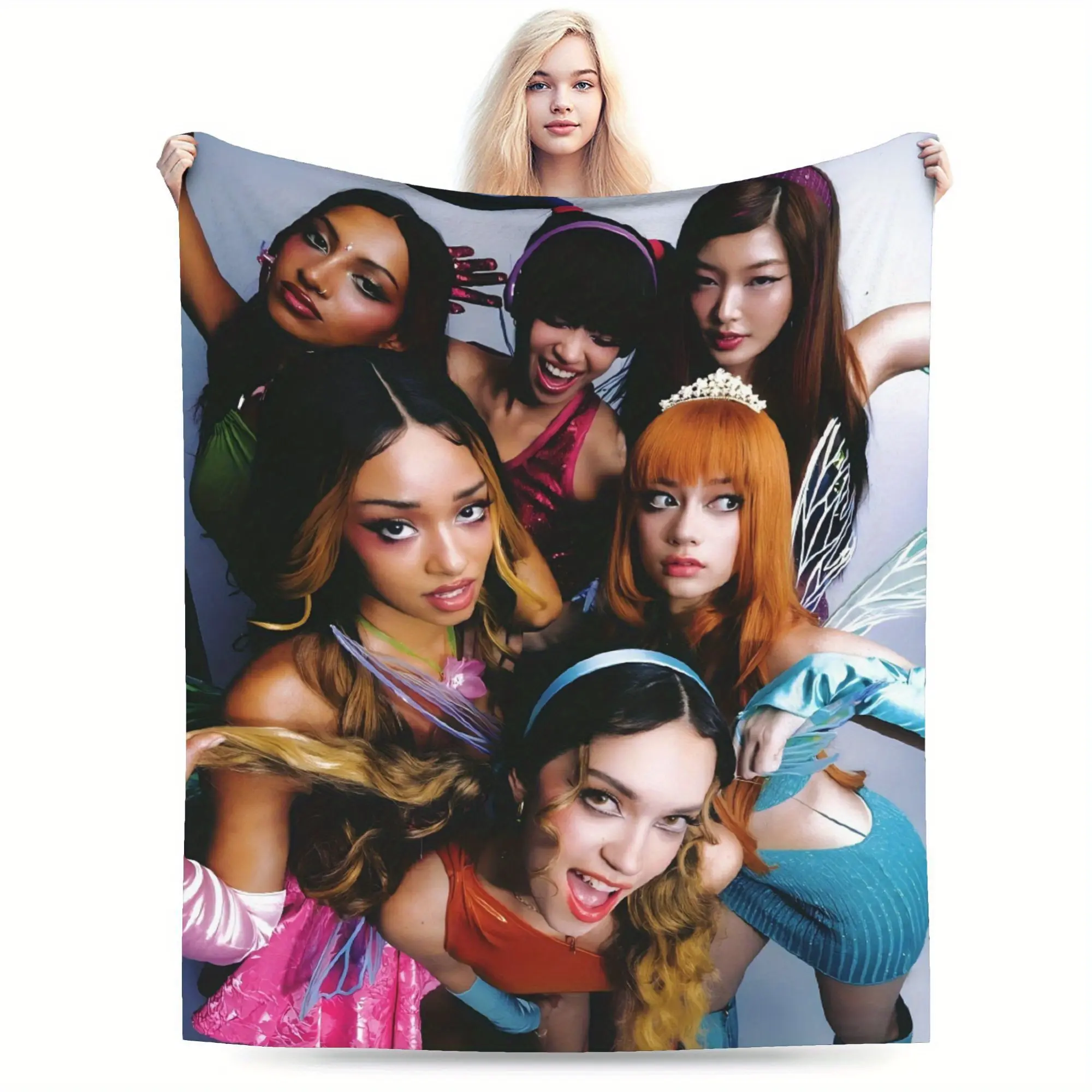 A fun Katseye-themed printed blanket that is soft and durable, perfect for your living room, office, sofa, or camping trip. A great gift for fans!