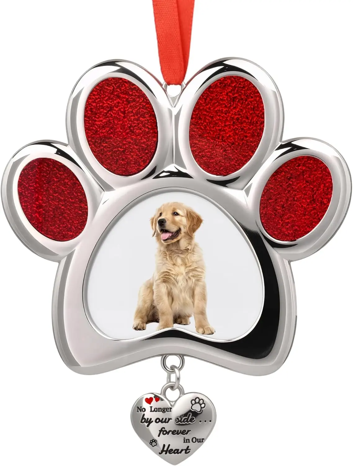 Dog Memorial Picture Ornament Pet Memorial Sympathy Gifts for Loss of Dog Cat Personalized Dogs Paw Christmas Ornaments for Christmas Tree