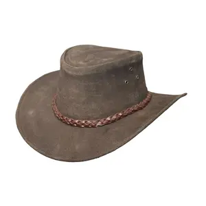 Buttermere Top Grain Leather Cowboy Hat for Men & Women – Handcrafted Western Outback Hat with Braided Band & Wide Brim