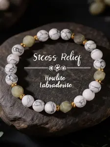 Natural Crystal Line Moonstone Geometric Raw Stone Bracelet, Stress Relief, Spiritual Jewelry, Gift for Friends