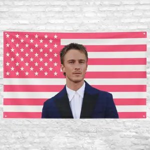 Drew Starkey Rafe Cameron Pink USA Flag  Outer Banks Fan Wall Decor Decorative Banner