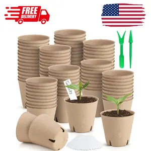 130 Pcs 3.15 Inch Peat Pots,Seed Starting Pots with Drainage Holes Round Plant Seedling Pot