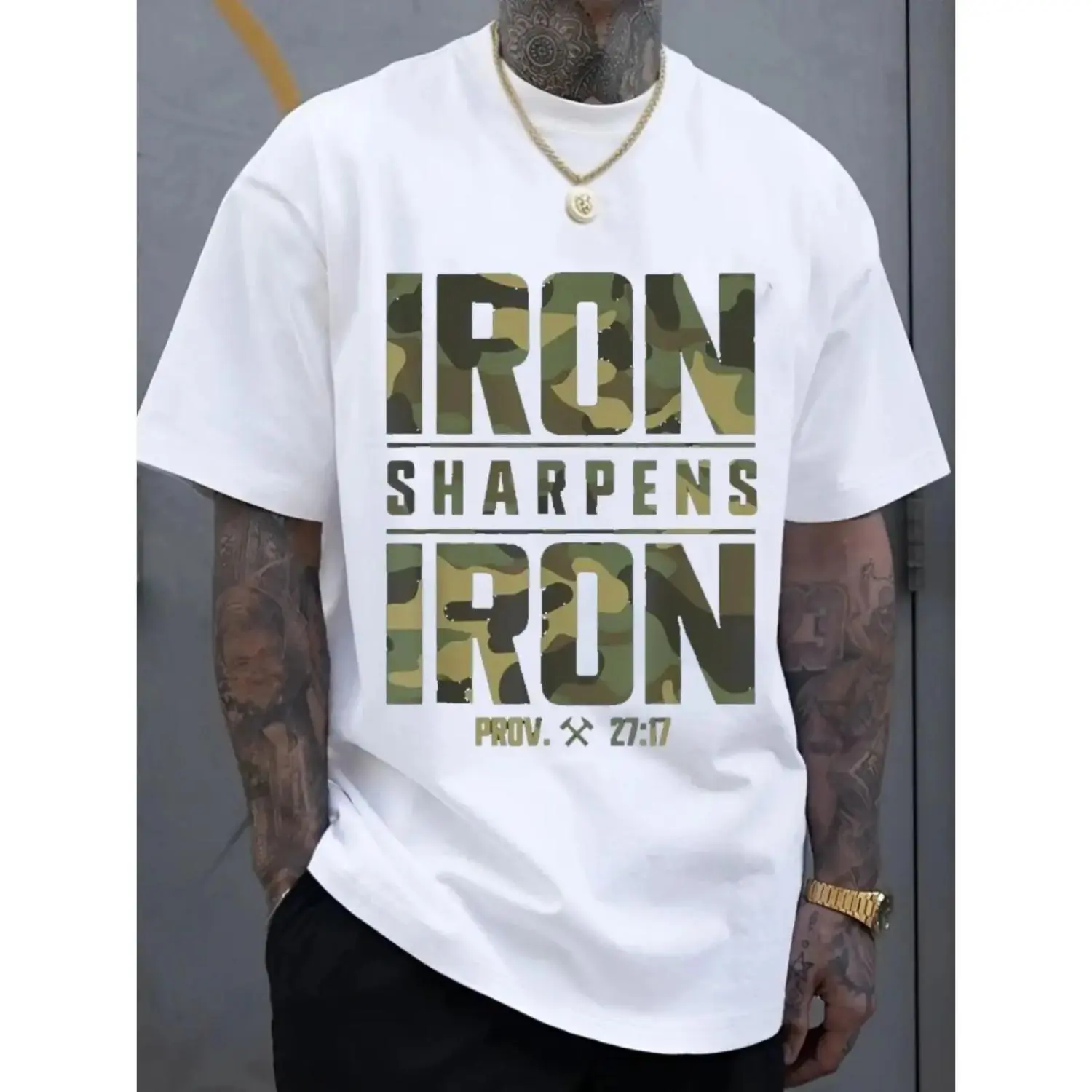 Oversized Cotton Graphic TShirt with Bible Verse and Geometric Print for Casual Streetwear Summer Fashion