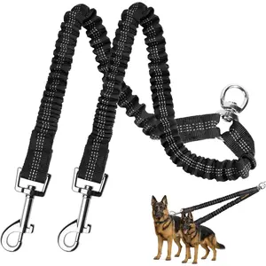 2 Dog Leash, Dog Leash for 2 Dogs, 360 °     Swivel No Tangle Double Walking Training Leashes for Large Dogs That Pull, Comfortable Shock Absorbing Reflectiv