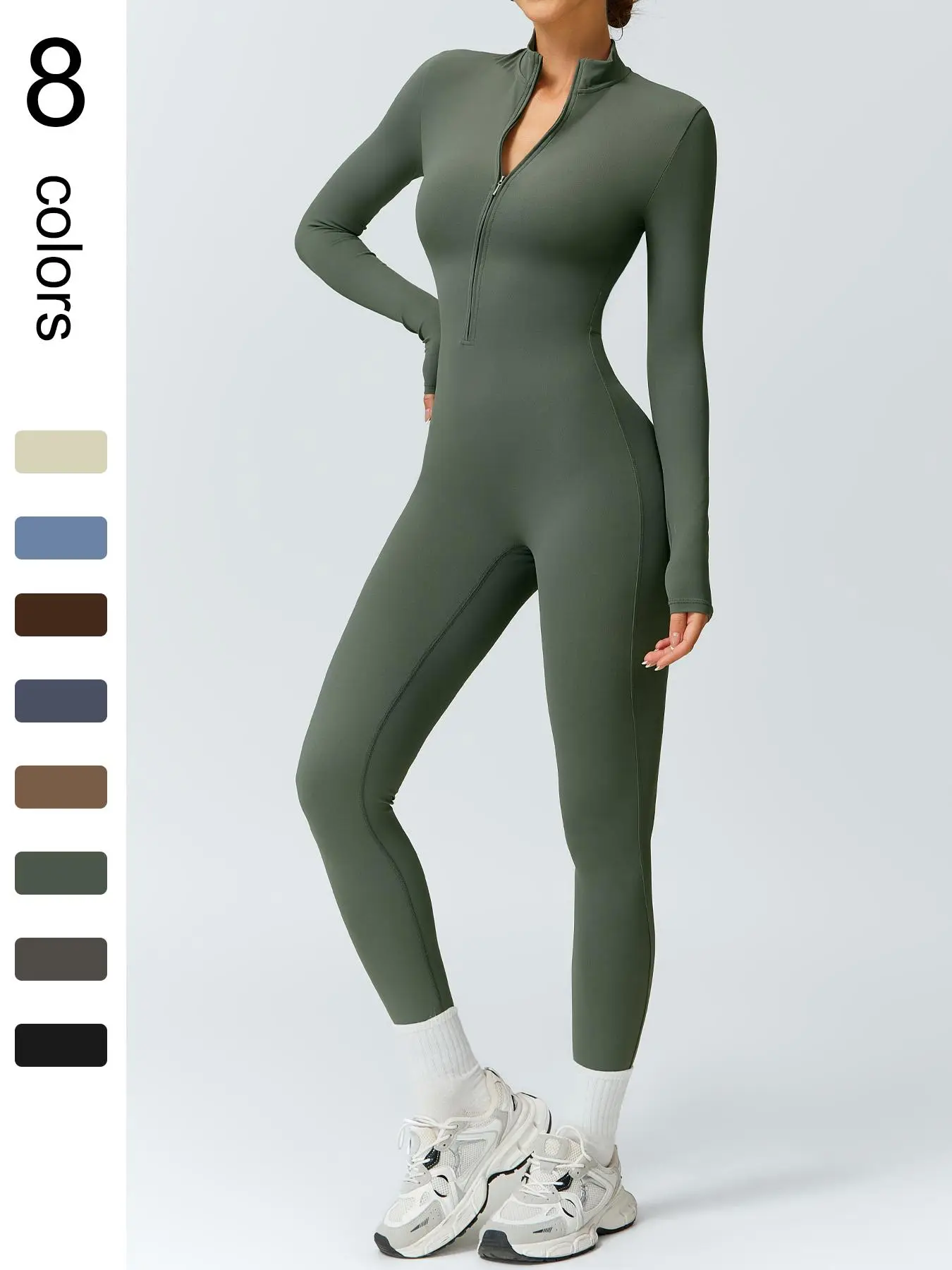 Women's Patchwork High Elastic Soft Plain Stand Collar Half-Zipper Slim-Fit Hip One-Piece Yoga Suit Outdoor Running Riding Shopping Walking Fashion L