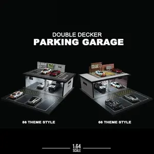 1:64 Scale Double-Layer Parking Garage Model City Building Diecast Car Display Diorama Multi-Story Car Park Scene Toy Gift for Car Enthusiast Collection Cityscape