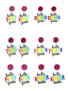 European and American Style Teacher Drop Earrings, Colorful Simple Text Sparkling Student Ear Rings, All Seasons Preppy Fashion Jewelry