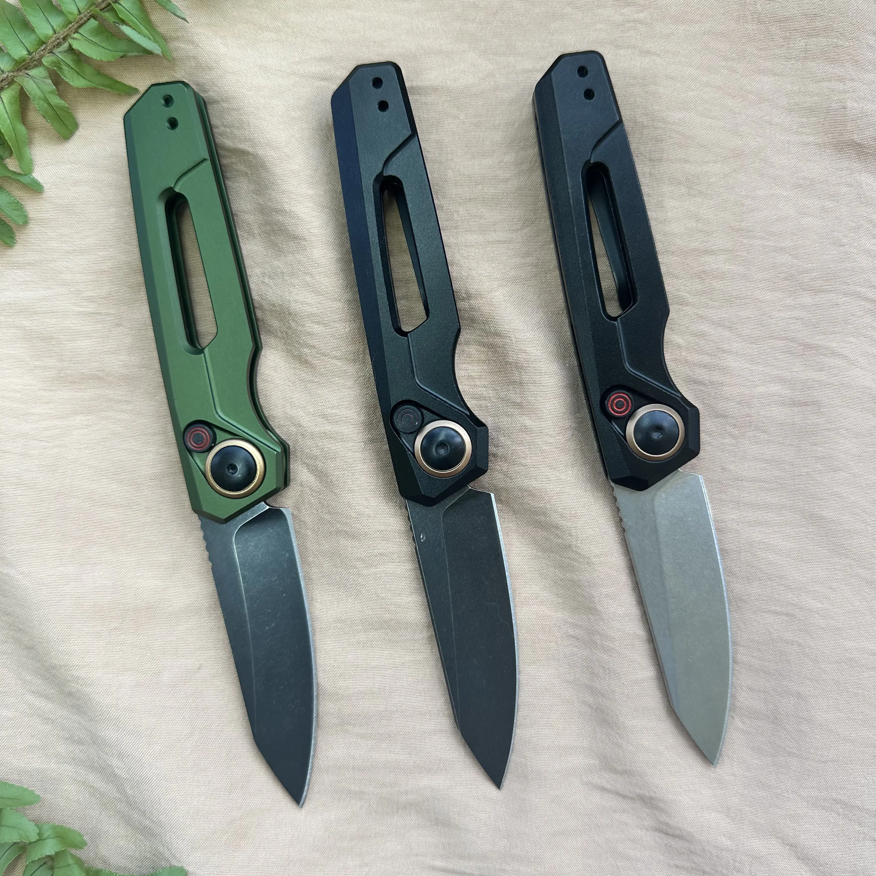 Folding Knife Drop Point Black Stonewashed  Blade Black Aluminum Handle