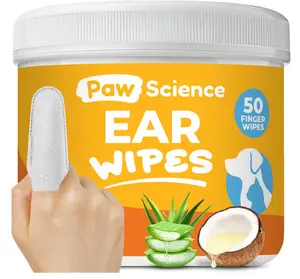 Paw Science Dog Ear Cleaner Wipes – Finger Wipes for Dogs & Cats – Cleaning, Soothing, & Deodorizing Itchy Ears – Pet Ear Relief Solution (Coconut)