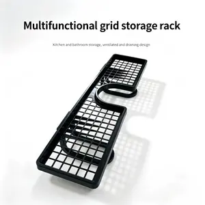 Bathroom faucet storage rack, mesh no-drill drain rack, skincare and cosmetic organizer, space-saving vertical storage rack and basket, suitable for use in bathrooms, sinks, and kitchens
