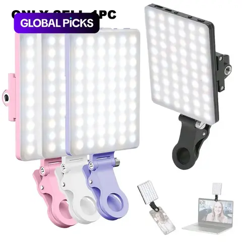 【Black Friday】Portable Clip-On Selfie Light, 60-LED Cell Phone Fill Light with 95+ CRI, 3 Lighting Modes, and 10 Brightness Levels, Rechargeable Video Light for Smartphones #GLOBAL PICKS