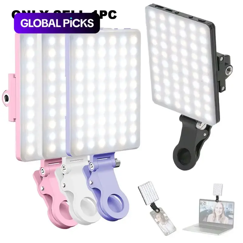 【Black Friday】Portable Clip-On Selfie Light, 60-LED Cell Phone Fill Light with 95+ CRI, 3 Lighting Modes, and 10 Brightness Levels, Rechargeable Video Light for Smartphones #GLOBAL PICKS