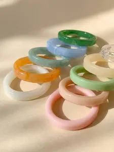 10 Piece Resin Round Fashion Rings Set, Simple Dopamine Style, Perfect for Daily Parties, Graduation Gifts, Mother's Day, Valentine's Day
